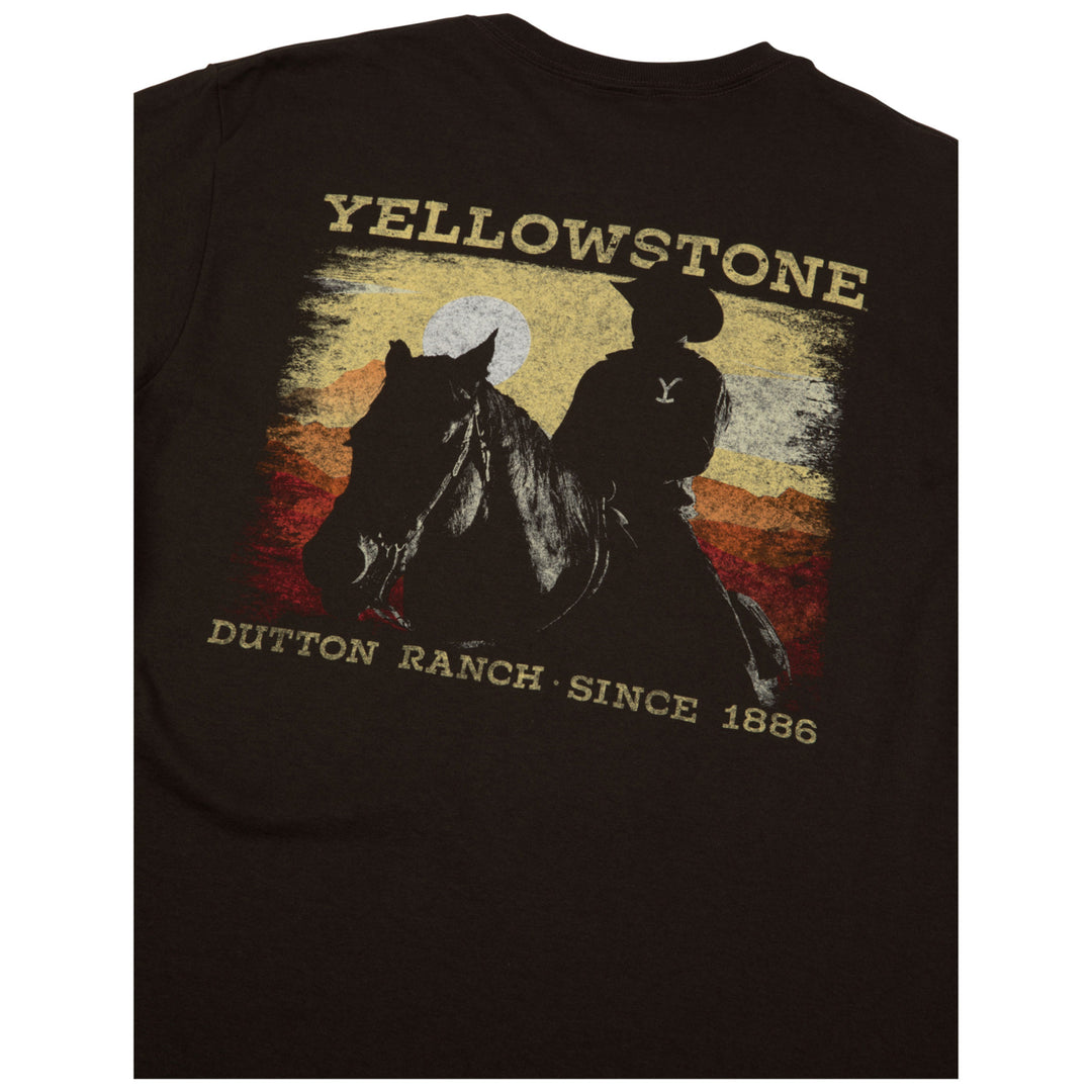 Yellowstone Dutton Ranch Sunset Front and Back Print T-Shirt Image 3