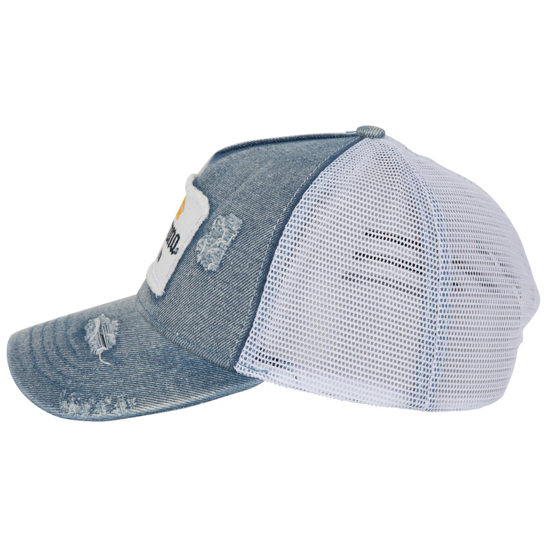 Corona Extra Label Patch Distressed Light Denim Adjustable Hat Image 3