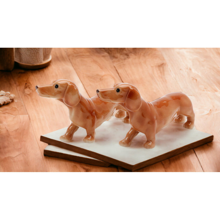 Ceramic Dachshund Salt and Pepper Shakers Gift for Dog Lovers 5" Image 2