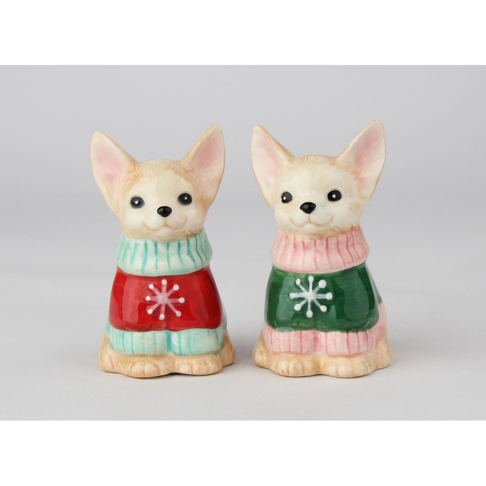 Ceramic Chihuahua Salt and Pepper Shakers Christmas Image 2