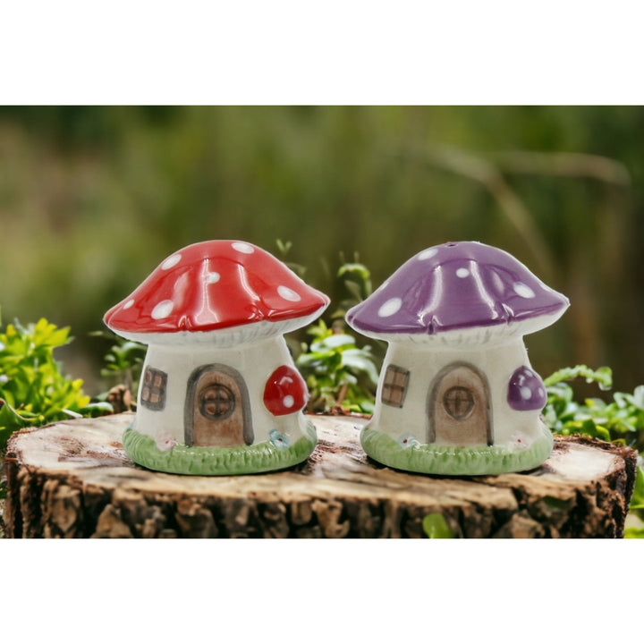 Magic Mushroom Ceramic Salt and Pepper Shakers Cottagecore Gift Image 1