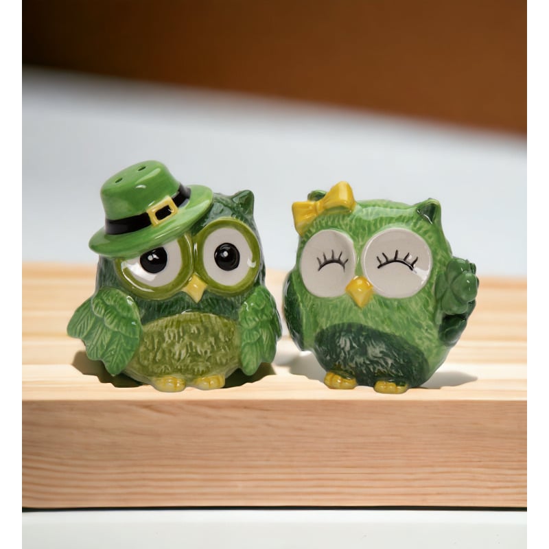 Ceramic Owl Salt and Pepper Shakers Set Irish Kitchen Image 2