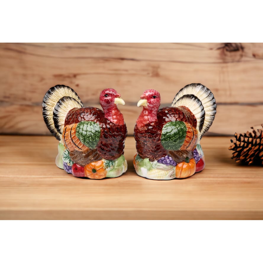 Gobble Gobble Ceramic Thanksgiving Turkey Salt and Pepper Shakers Image 2