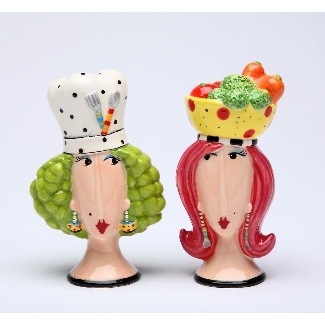 Ceramic Chef Lady Salt and Pepper Shakers  or Chef Image 3