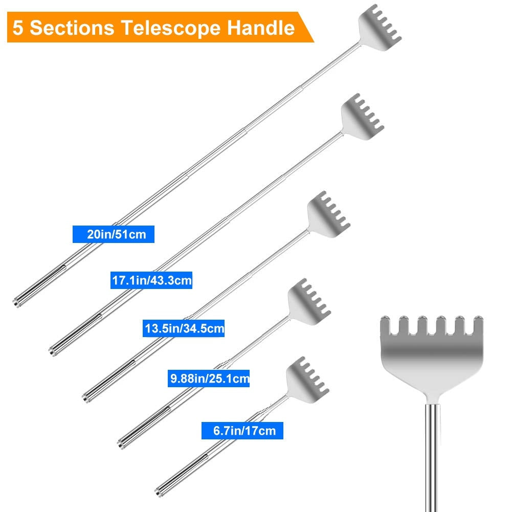 3Pcs 20in Telescopic Back Scratcher Stainless Steel Extendable Bear Eagle Claw Massager Image 3