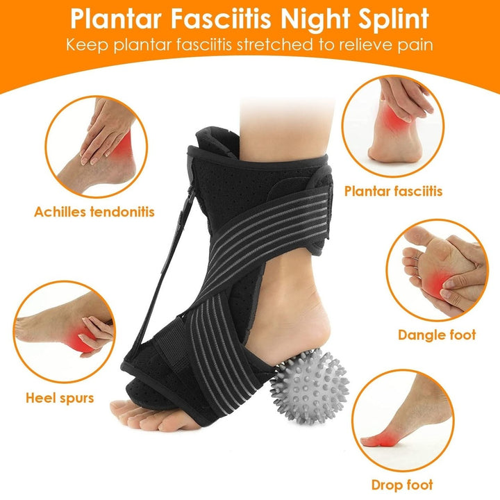 Plantar Fasciitis Night Splint Adjustable Foot Orthotic Brace Support Achilles Tendonitis Ankle Pain Relief Image 2