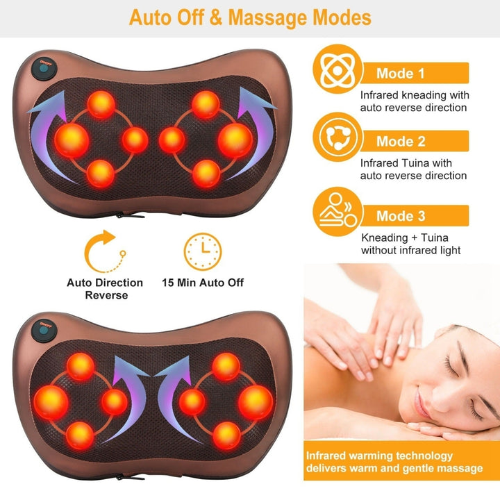 Back Neck Massage Pillow Thermotherapy Kneading Manipulation Massager Car Massage Pillow Image 4