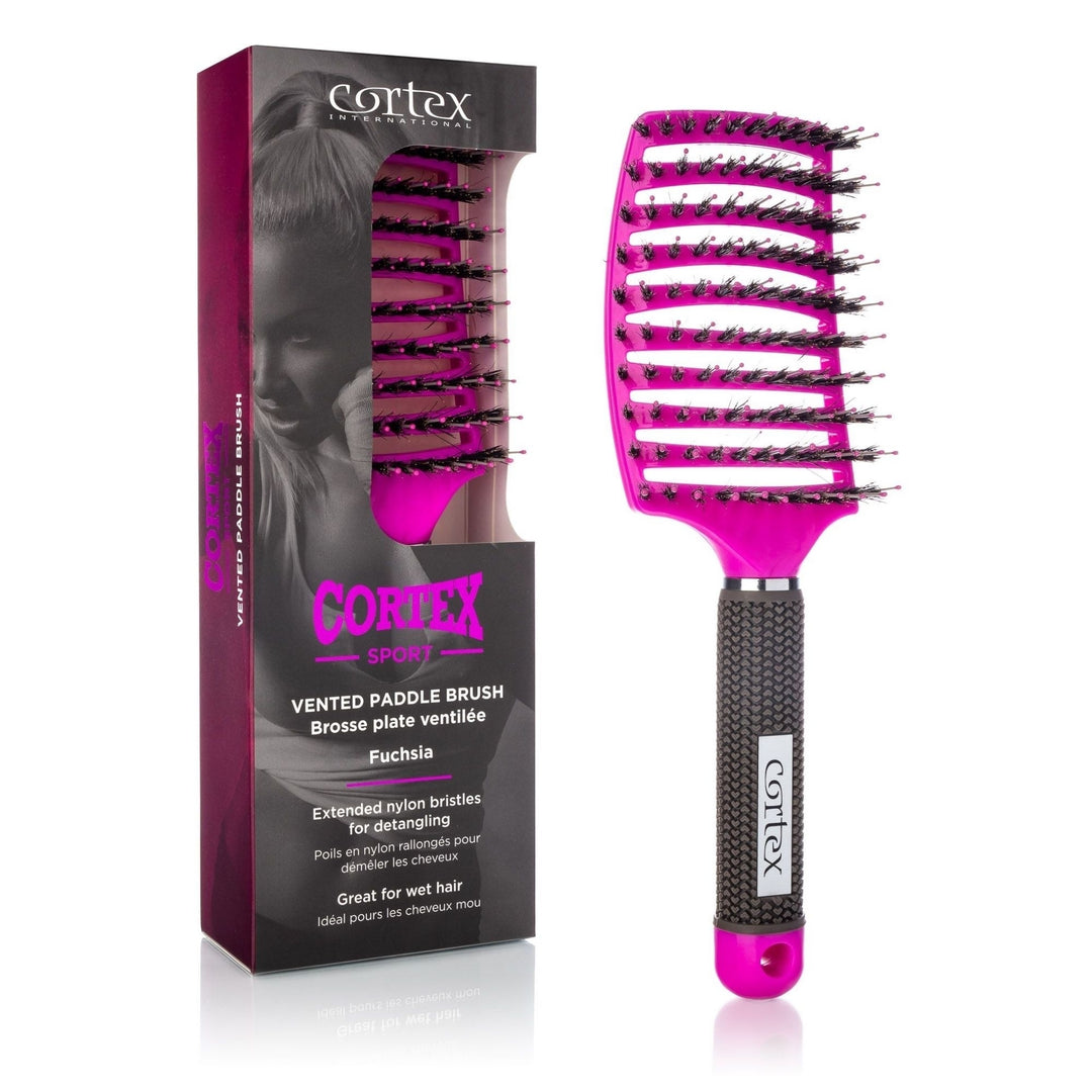 Cortex International Sport Vented Detangler Paddle Hair Brush  Boar and Nylon Bristle (3.5" Teal) Image 4