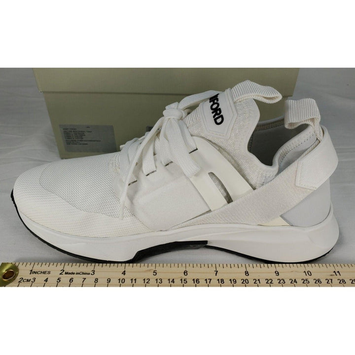 Tom Ford Mens Jago Designer Trainer Sneakers Mesh Shoe White J1100T US 7.5 NWB Image 2