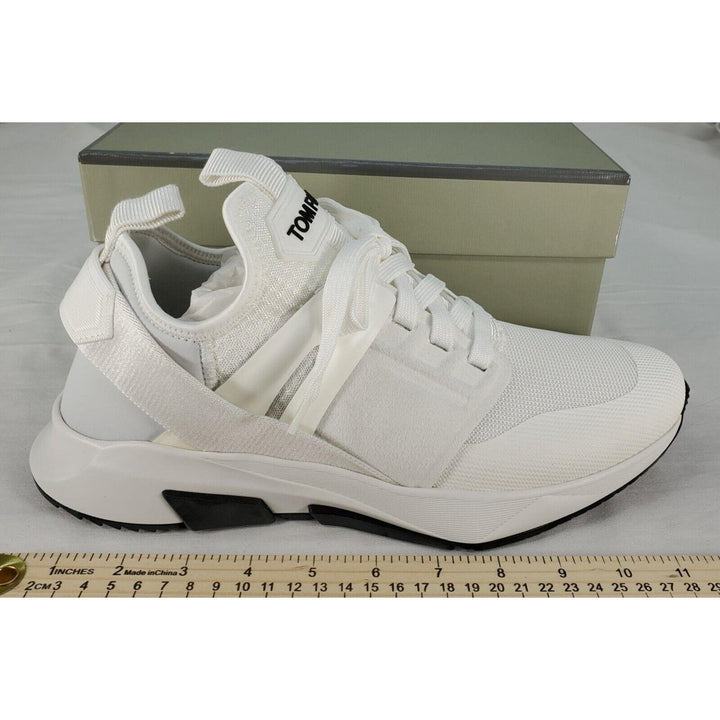 Tom Ford Mens Jago Designer Trainer Sneakers Mesh Shoe White J1100T US 10 NWB Image 2