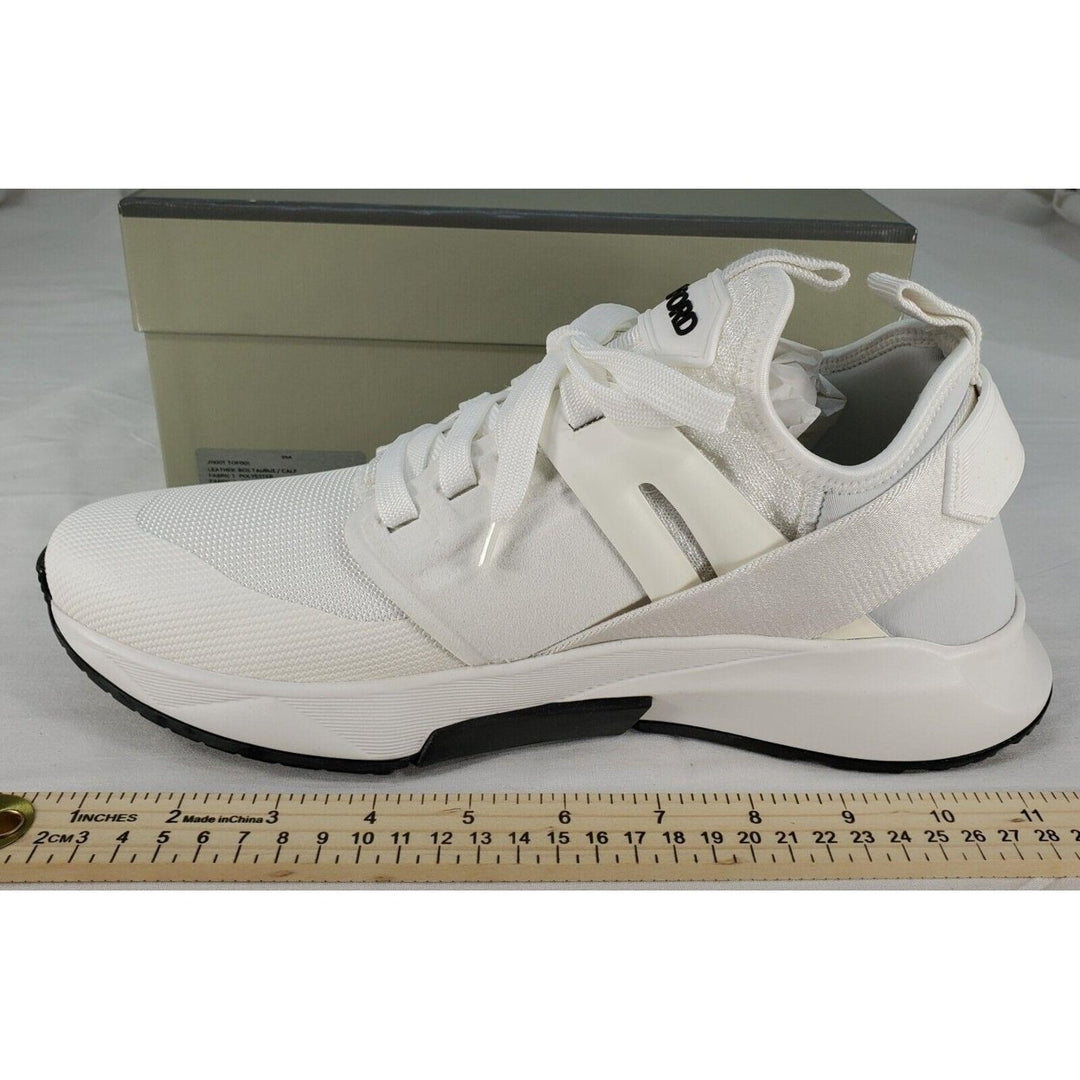 Tom Ford Mens Jago Designer Trainer Sneakers Mesh Shoe White J1100T US 10 NWB Image 3