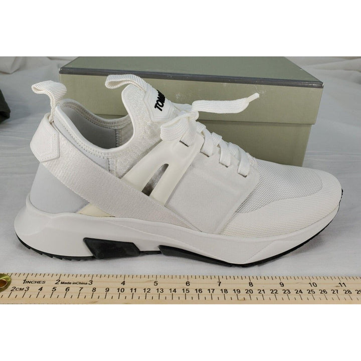 Tom Ford Mens Jago Designer Trainer Sneakers Mesh Shoe White J1100T US 10.5 NWB Image 2