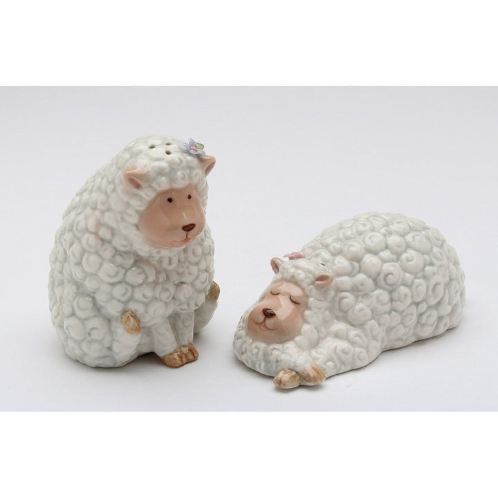 Hand Painted Ceramic Sheep Salt and Pepper Shakers Image 3