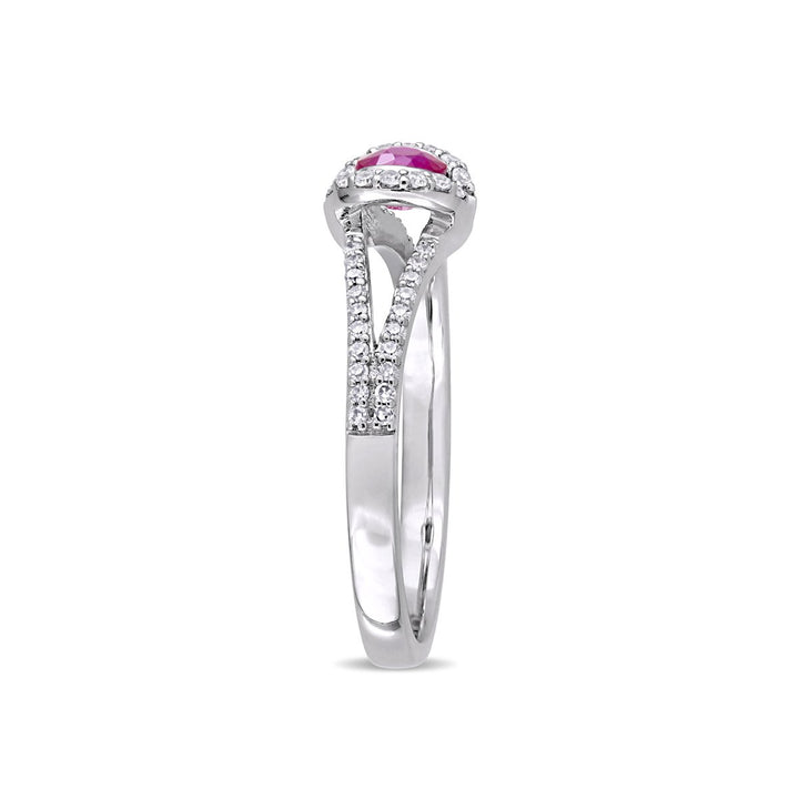 1/3 Carat (ctw) Ruby Ring with Diamonds in 14K White Gold Image 3