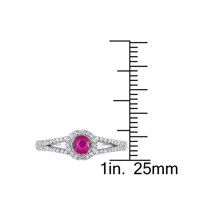 1/3 Carat (ctw) Ruby Ring with Diamonds in 14K White Gold Image 4