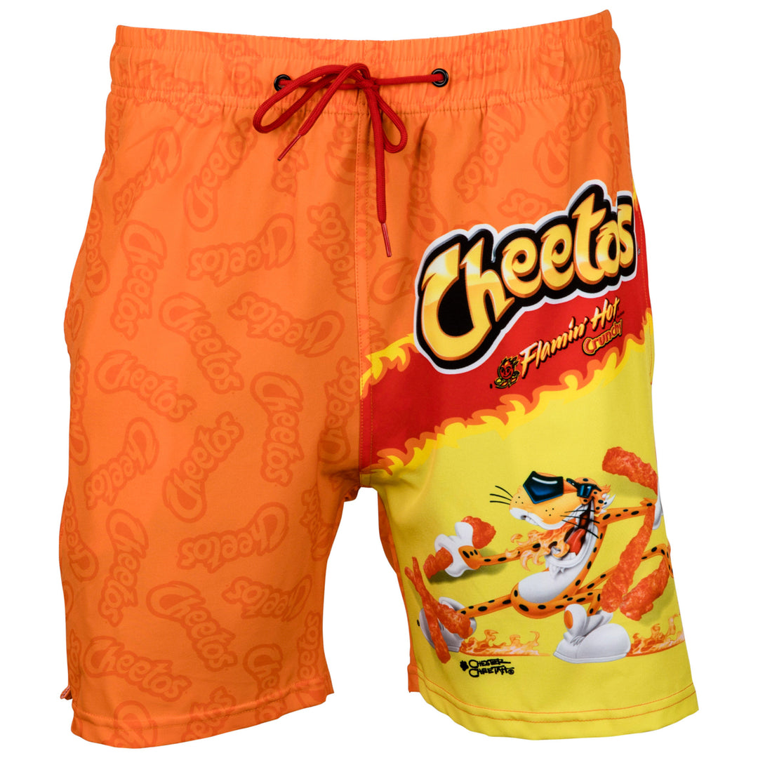 Flaming Hot Cheetos Bag 6" Inseam Lined Swim Trunks Image 4