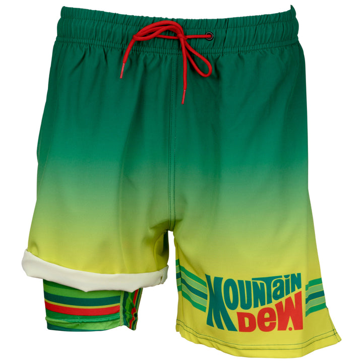 Mountain Dew Retro Logo 6" Inseam Lined Swim Trunks Image 4