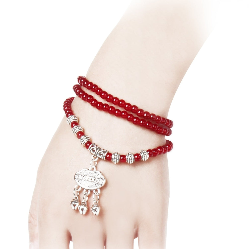 Red Agate Beaded Good Lock Bracelet Image 2