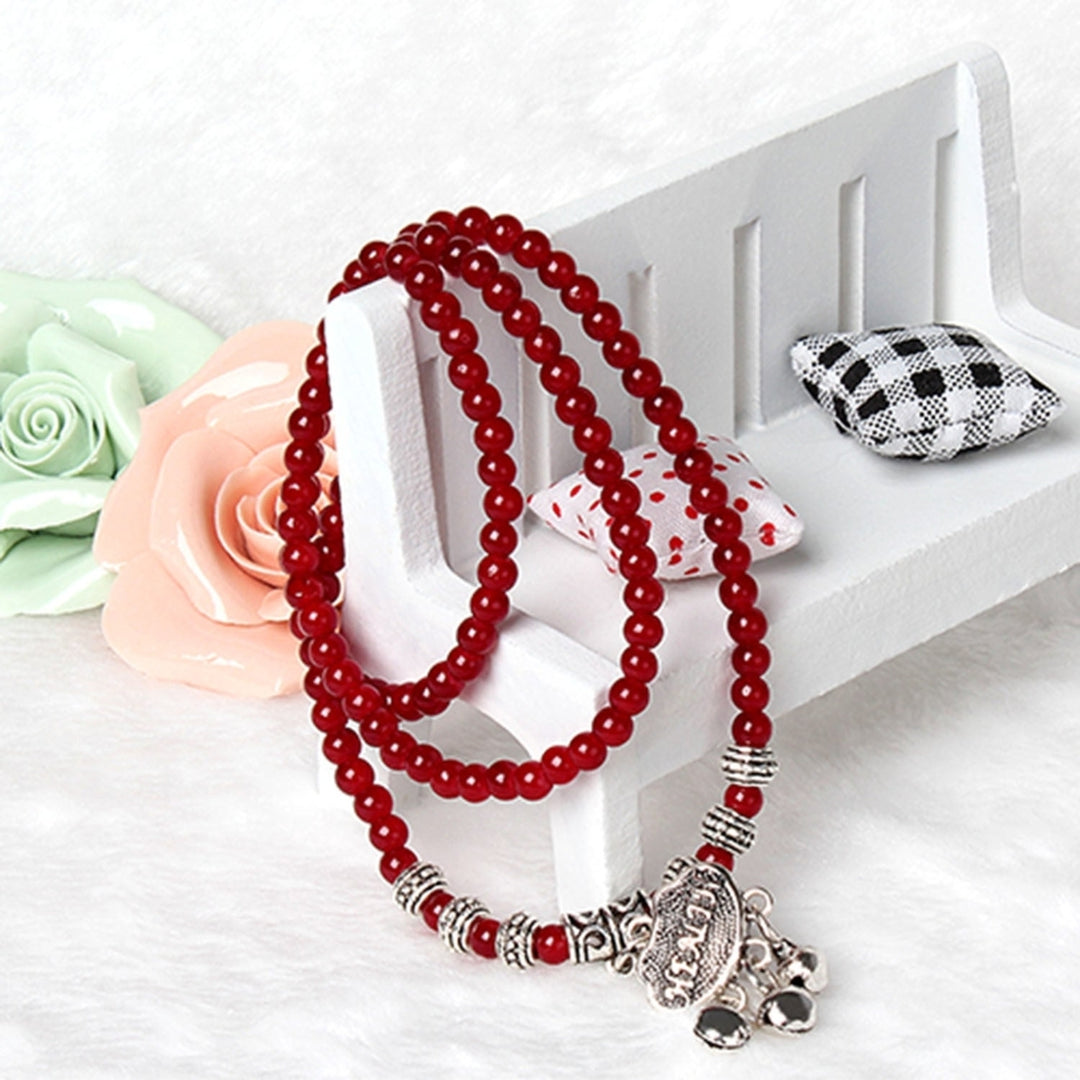Red Agate Beaded Good Lock Bracelet Image 3