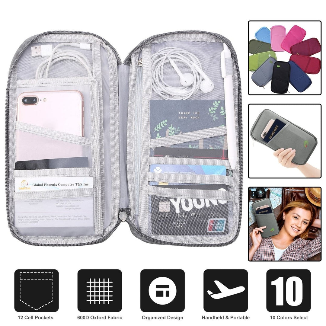 Travel Passport Wallet 12Cells Ticket ID Credit Card Holder Water Repellent Documents Phone Organizer Image 1