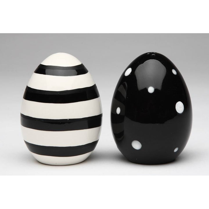 Ceramic Black and White Easter Egg Salt and Pepper Shakers 2x2x2.75 Image 4