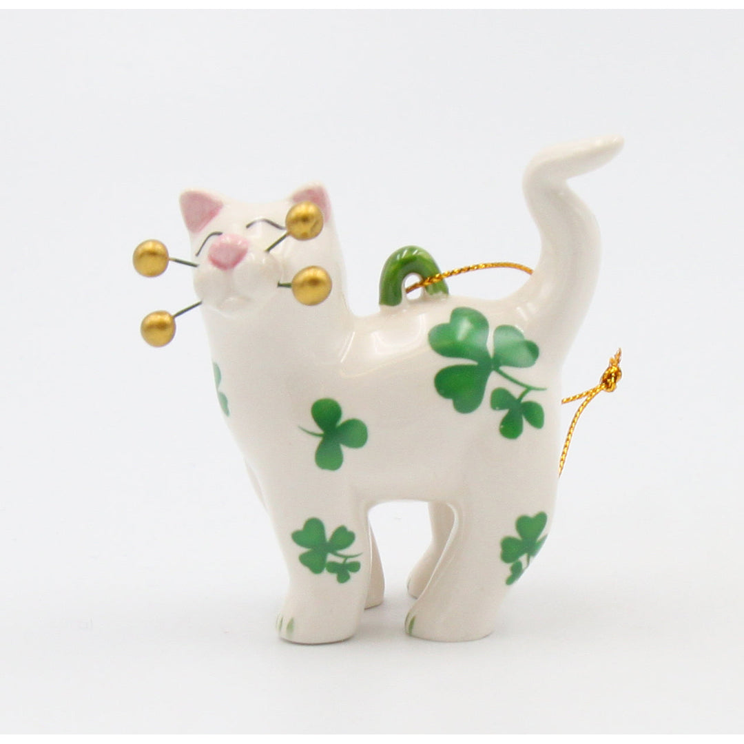 Shamrock Cat Ornament Ceramic 2.5in  St Patricks Day Image 4