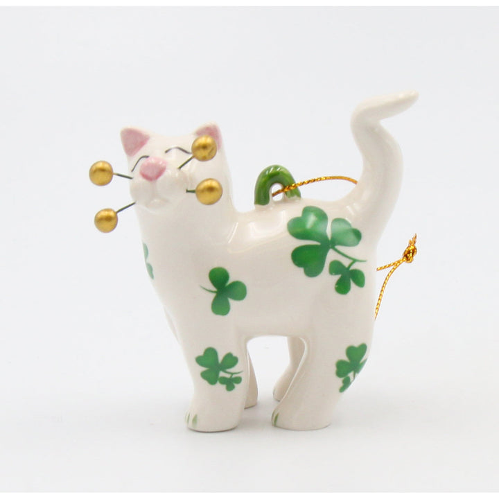 Shamrock Cat Ornament Ceramic 2.5in  St Patricks Day Image 4