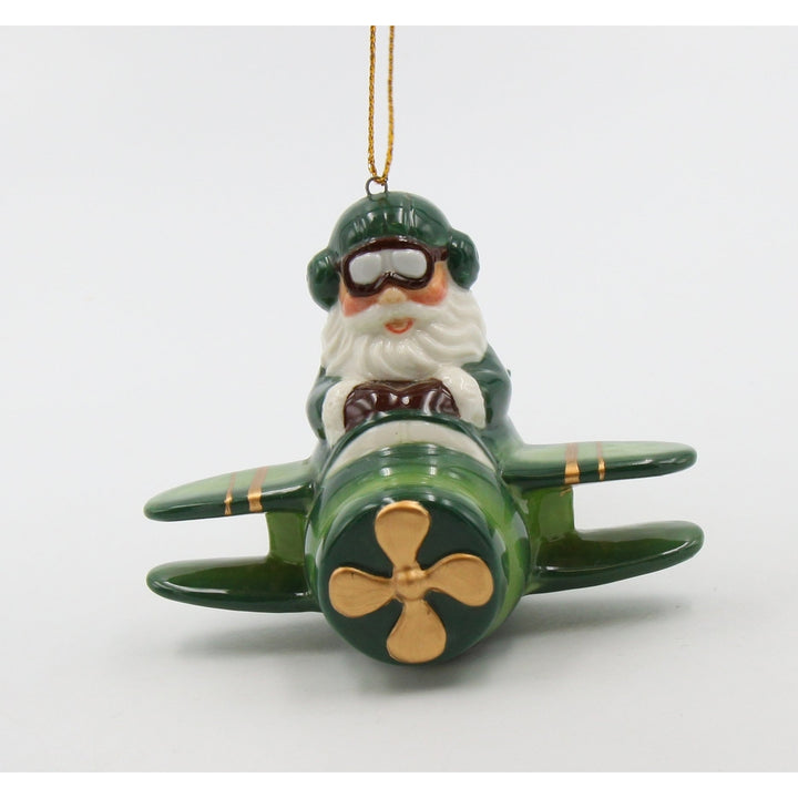 Ceramic Irish Santa Airplane Ornament 3 3/8 inch Christmas Saint Patricks Day Decor Image 3