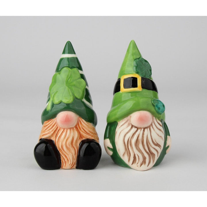 Ceramic Irish Gnomes Salt and Pepper Shakers 3.875In Image 3