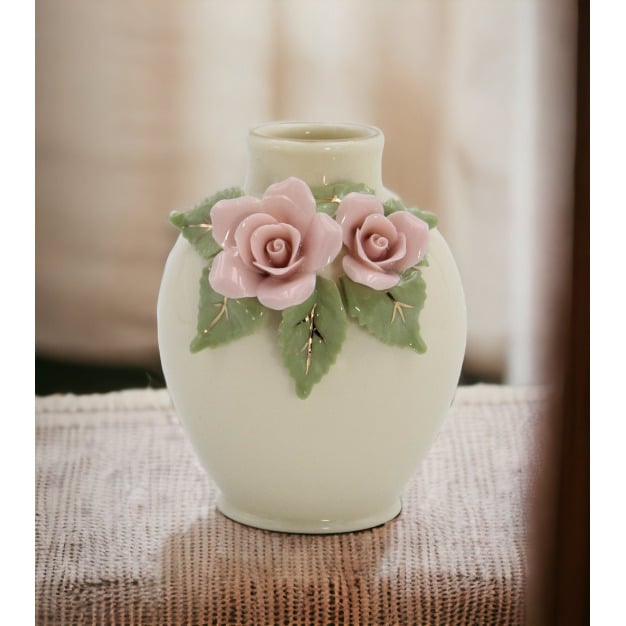 Mini Ceramic Rose Flower Vase 2.5x3.25 Spring  Mom Image 1