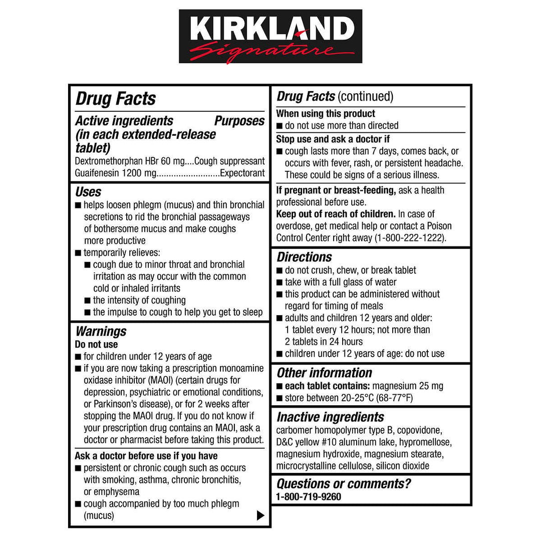 Kirkland Signature Mucus DM Maximum Strength 84 Tablets Image 3