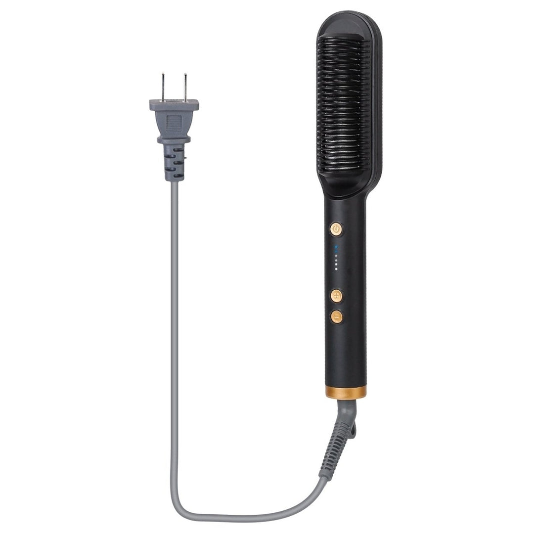 Electric Hair Straightener Brush Straightening Curler Brush Hot Comb 5 Temperature Adjustment 10S Fast Heating Image 1