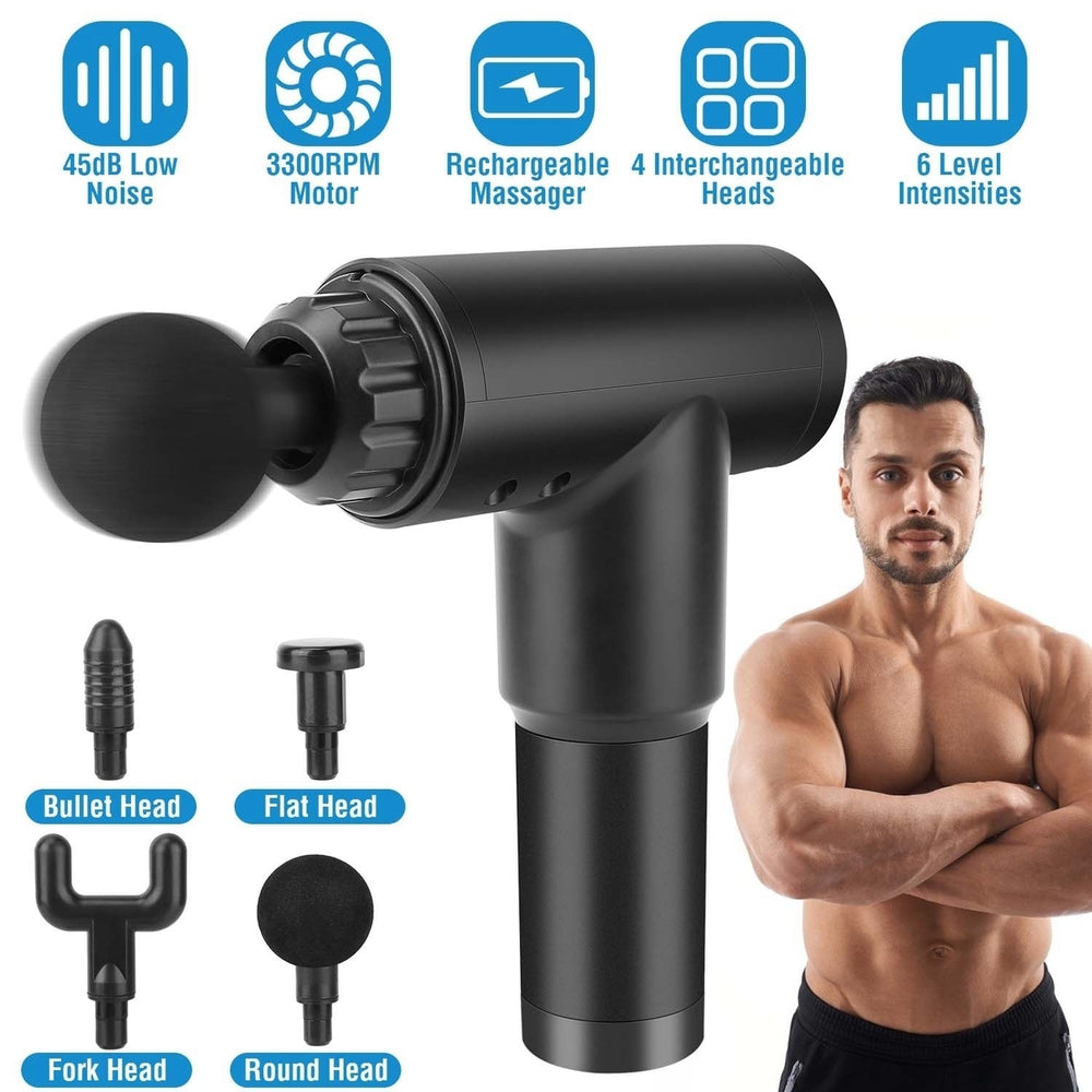 Percussion Massage Gun Rechargeable Deep Tissue Vibration Massager Handheld Leg Body Cordless Massager Image 2