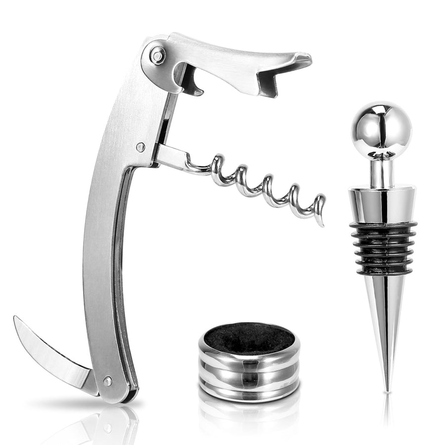 3Pcs Corkscrew Bottle Opener Set Tool Foil Cutter Drip Collar Protector Cork Stopper Wine Bottle Cap Opener Image 1