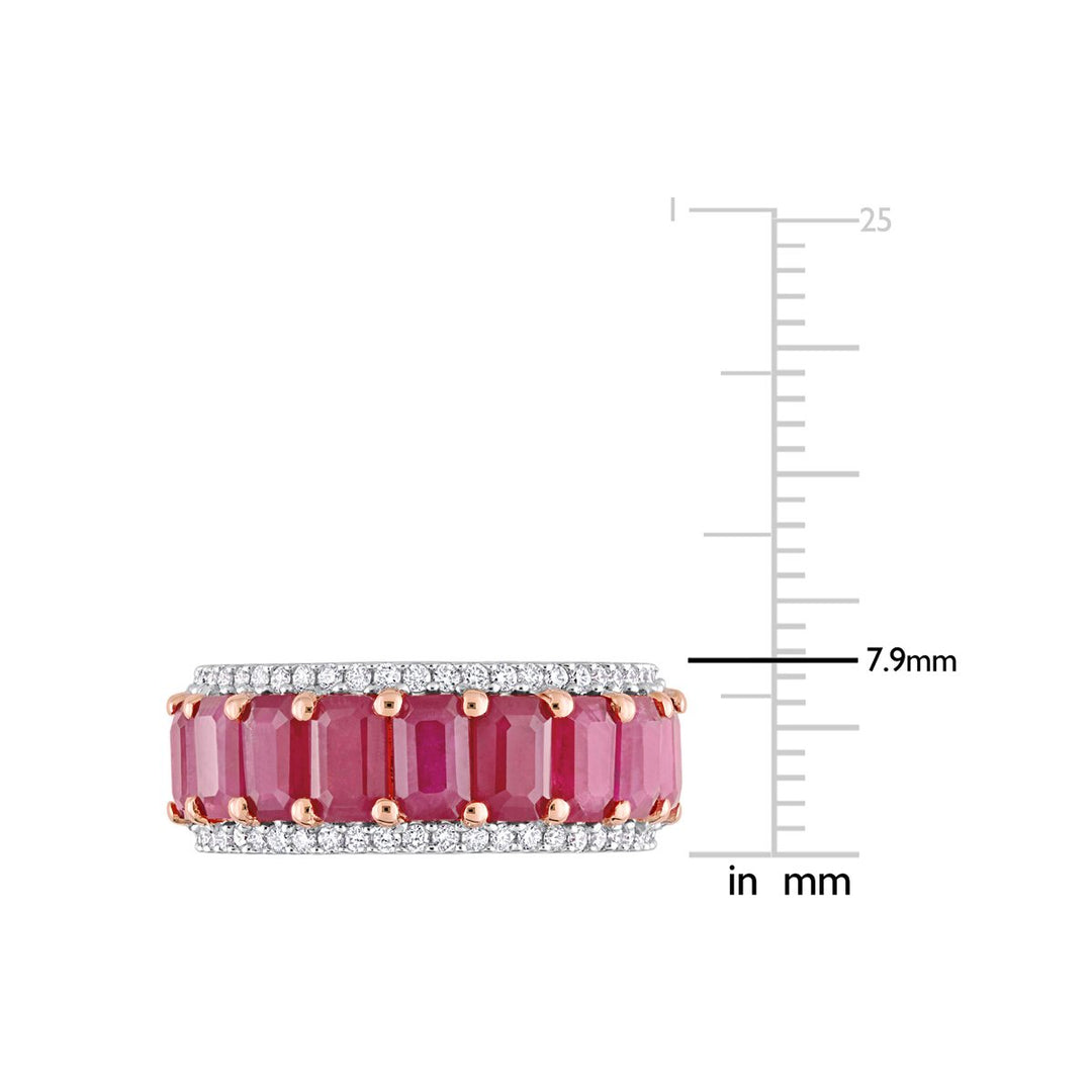 3 1/3 Carat (ctw) Created Ruby Eternity Band Ring in 14K Rose Gold with Diamonds Image 3