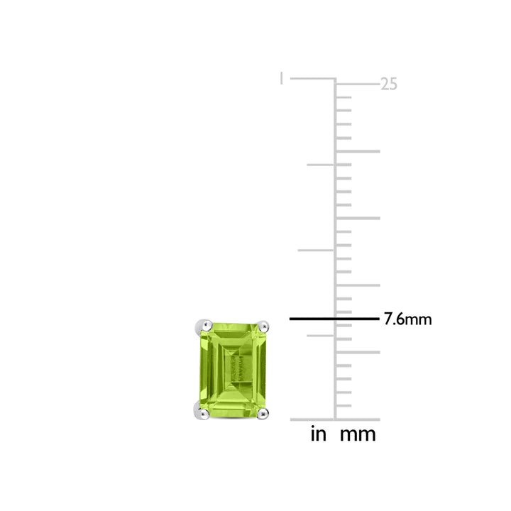 1.90 Carat (ctw) Peridot Emerald-Cut Solitaire Earrings in Sterling Silver Image 3