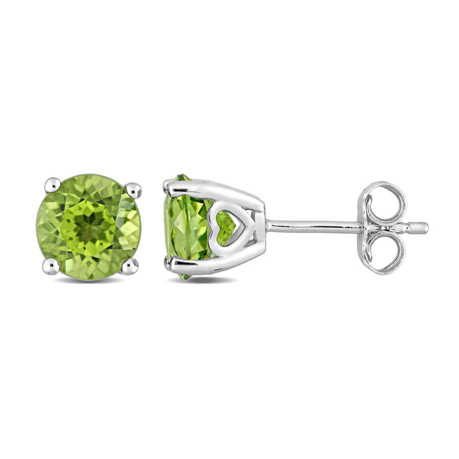 3.00 Carat (ctw) Peridot Solitaire Stud Earrings in Sterling Silver Image 1