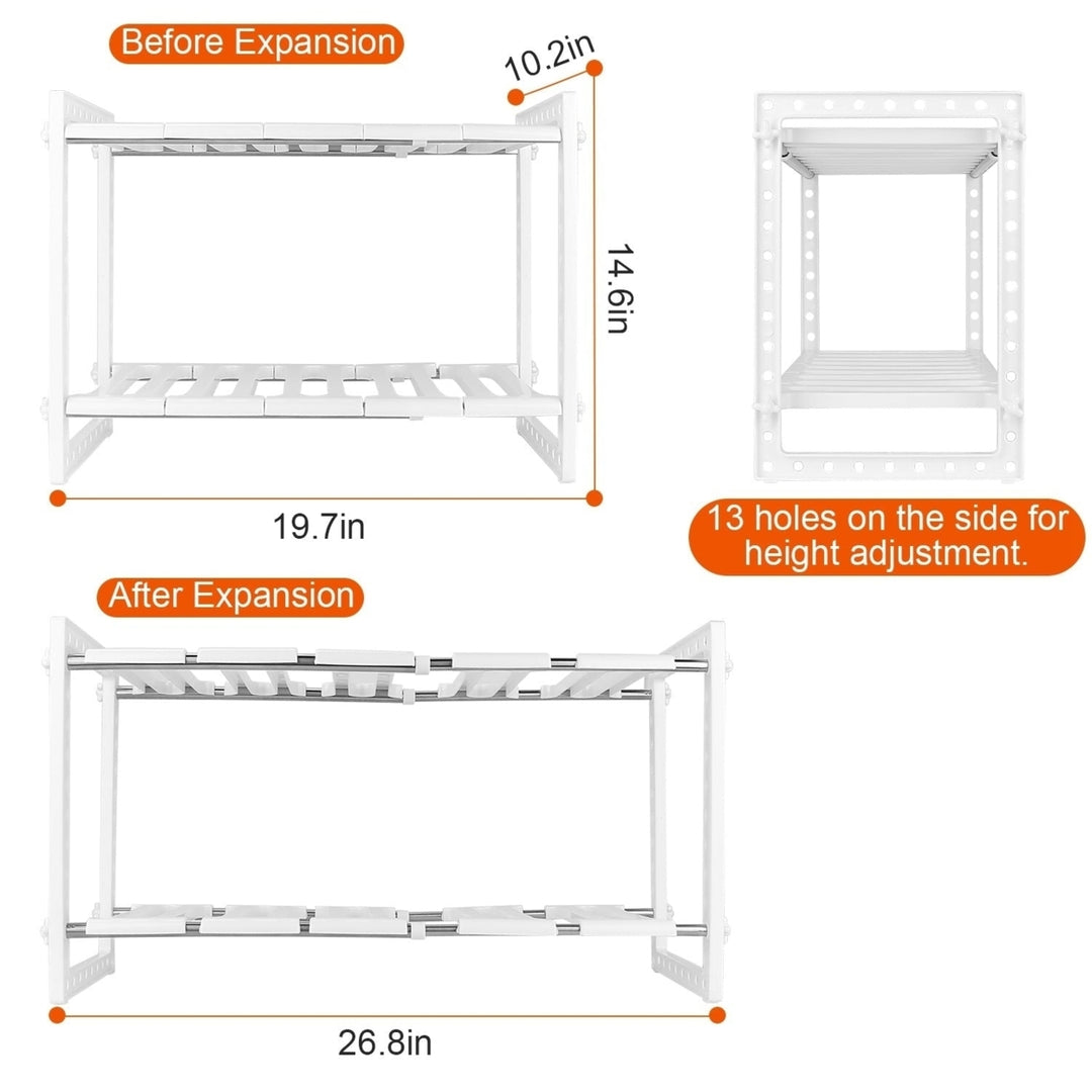 2-Tier Under Sink Organizer Retractable Kitchenware Rack Holders Space Saving Storage Shelf 22LBS Max Load Image 4