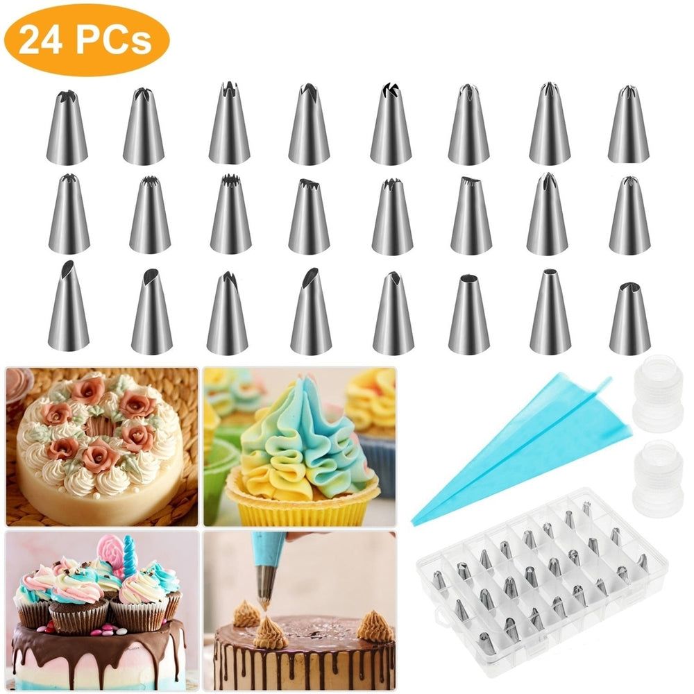 24Pcs Cake Decorating Supplies kit Stainless Steel DIY Baking Supplies Icing Tips Image 2