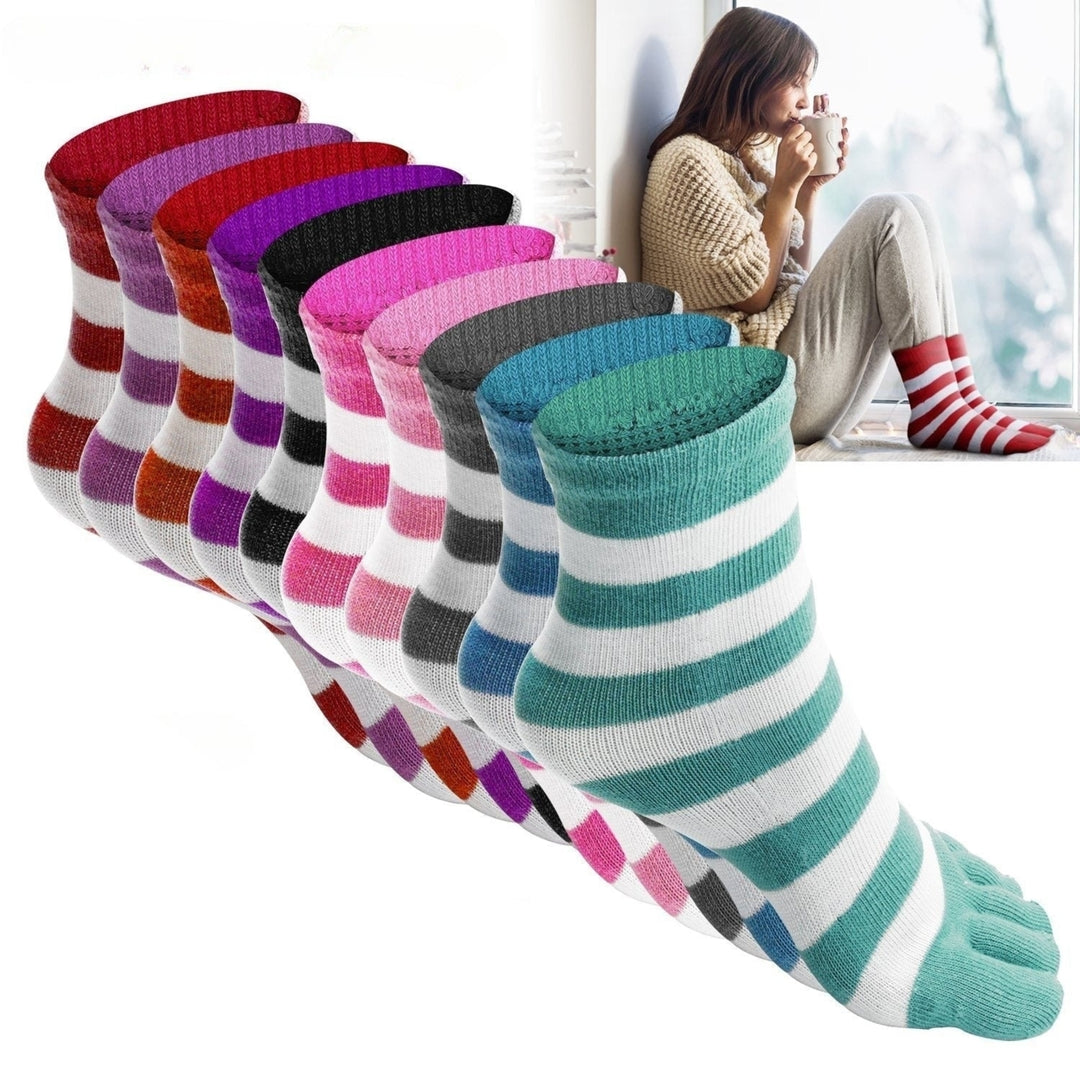 6 Pair 5-toes Socks Soft Breathable Socks Ankle Sock Athletic Five Finger Socks For Girl Women Image 1