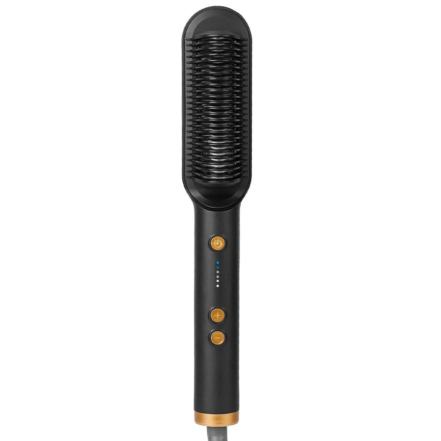 Electric Hair Straightener Brush Straightening Curler Brush Hot Comb 5 Temperature Adjustment 10S Fast Heating Image 1