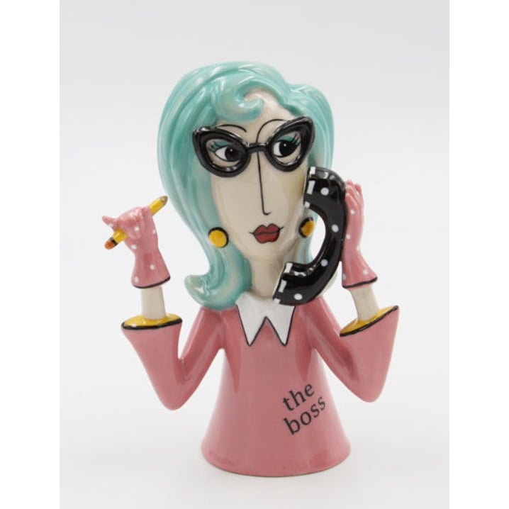 Ceramic Boss Lady Vase Pen Holder 3.875x2.75 inches Home Gift Image 3