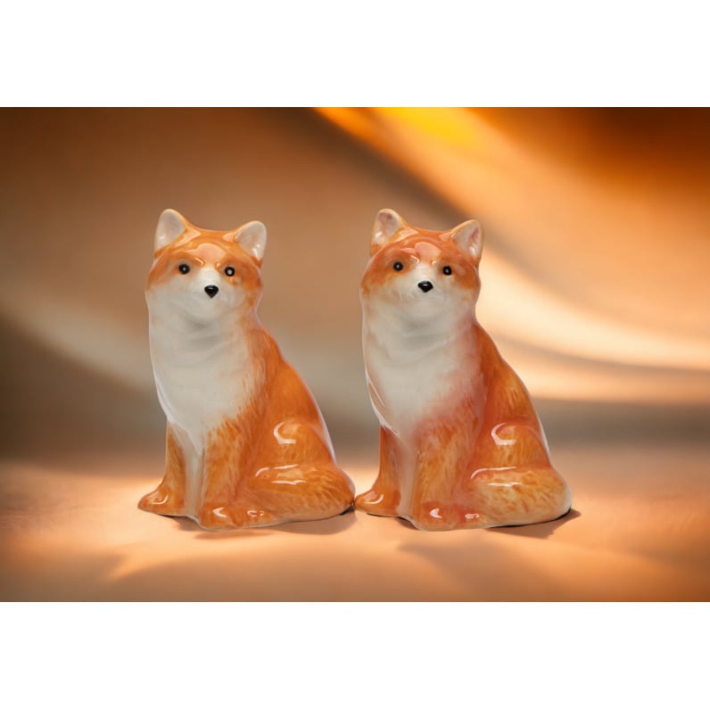 Ceramic Fox Salt and Pepper Shakers 2.5 x 2 x 3.5 inches Gift Image 1