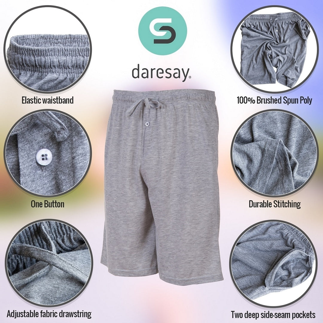 DARESAY Mens Cotton Shorts 3 Pack Elastic Waist Drawstring Comfortable Casual Image 1