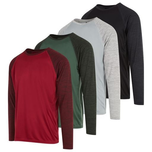 DARESAY Mens Dry-Fit Long Sleeve Shirts 4 Pack Lightweight Breathable Polyester Image 2