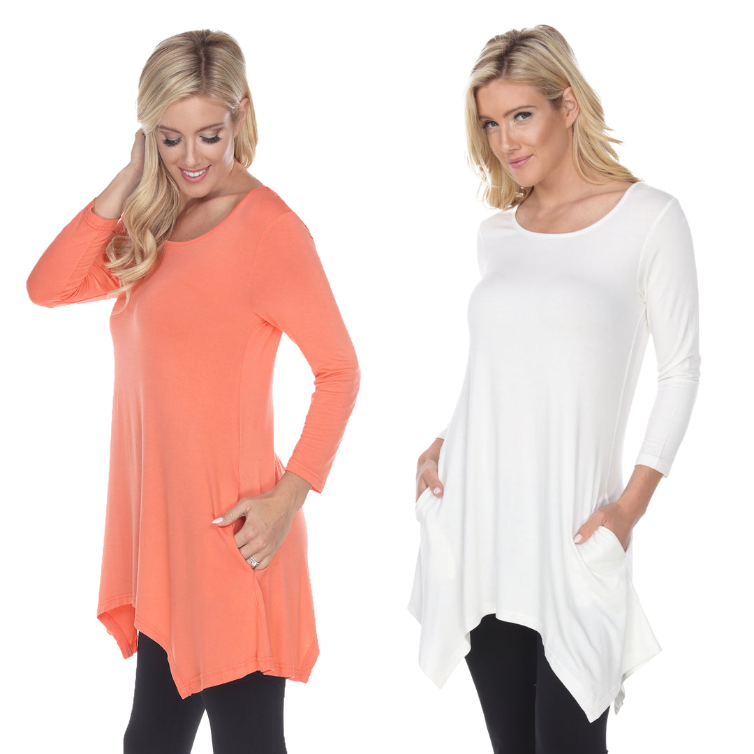 White Mark Womens Tunic Tops Pack of 2 White 3/4 Sleeve Rayon Spandex 4X Image 1