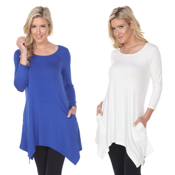 White Mark Womens Tunic Tops Pack of 2 White 3/4 Sleeve Rayon Spandex 4X Image 1