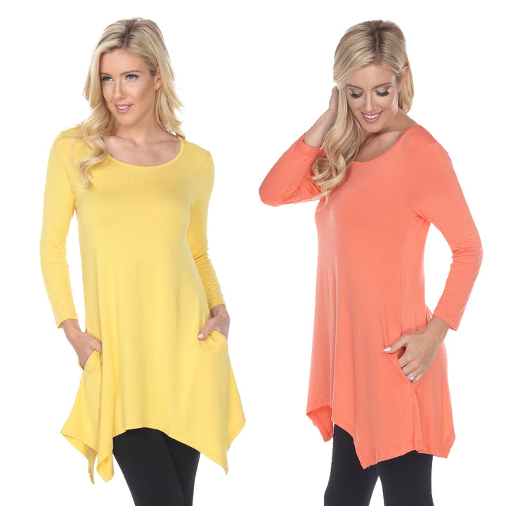 White Mark Womens Yellow Tunic Top Pack of 2 3/4 Sleeve Size 4X Rayon Spandex Image 1