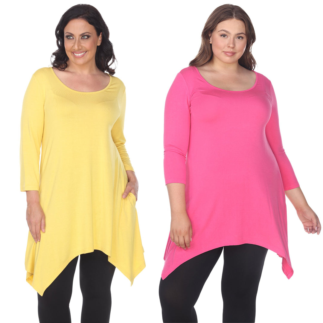 White Mark Womens Yellow Tunic Top Pack of 2 3/4 Sleeve Size 4X Rayon Spandex Image 4