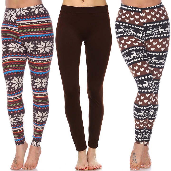 White Mark Womens Pack of 3 Holiday Leggings Image 1